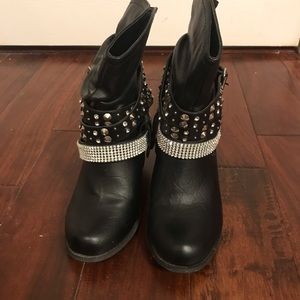 Studded black boots